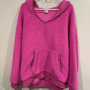 Large Hot pink fluffy sweatshirt from PINK